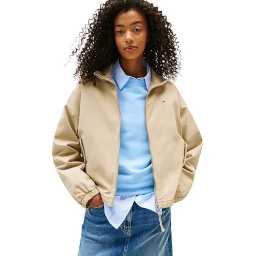 Tommy Jeans Tjw Reg Zip Cotton Jacket Ext Dw0Dw20526, Giacca, Donna, Khaki (Silt), XL