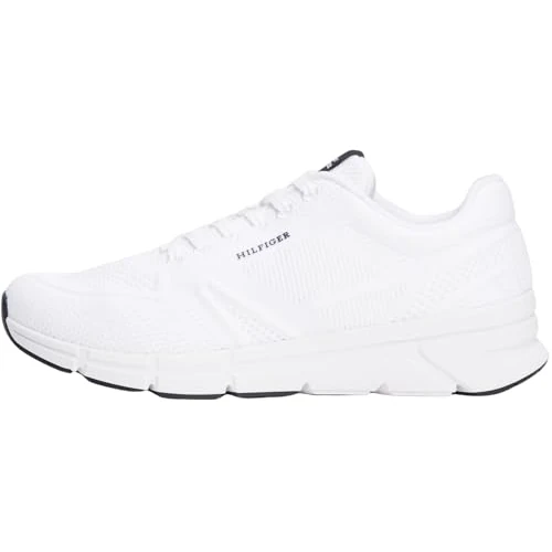 Tommy Hilfiger Modern Comfort Knit Runner Sneakers voor heren met logo, Wit, 42 EU