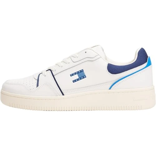 Tommy Jeans Baskets Cuvette Homme Retro Basket Basses, Bleu (Navy), 46