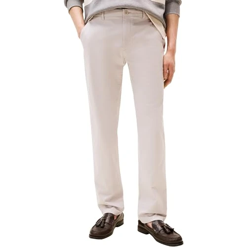 Tommy Hilfiger Men's Core Denton Essential Twill Straight Fit Chinos, Grey (October Grey), 34W/38L