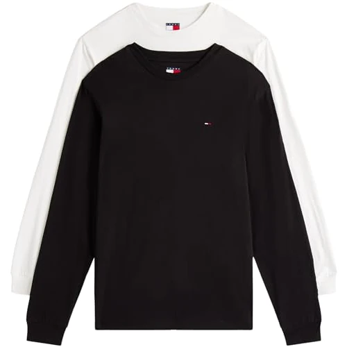 Offerta a tempo: Tommy Jeans Tjm Slim 2Pack L/S Ext Dm0Dm22148, Maglietta a Maniche Lunghe, Uomo, Multicolore (Black/Ecru), XS - 20% da 64.90 € a 51.99 €