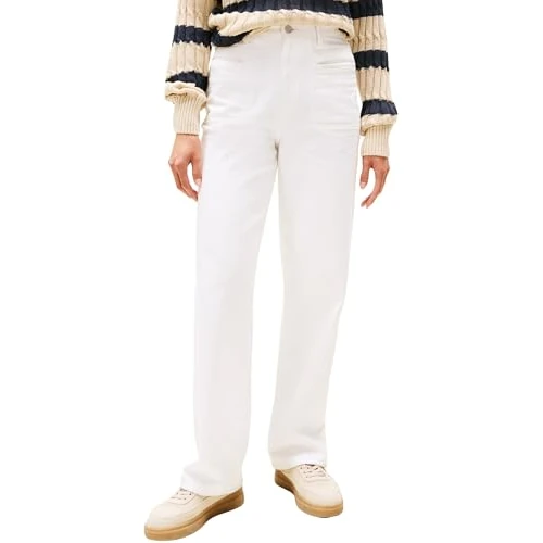 Offerta a tempo: Tommy Hilfiger Donna Jeans White Relaxed Straight Vita Alta, Bianco (White), 30W/31L - 65% da 129.90 € a 45.41 €