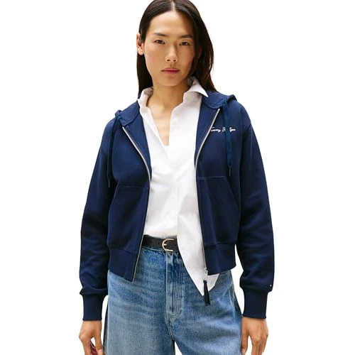 Beperkte aanbieding: Tommy Hilfiger Hoodie met ritssluiting voor dames, Blauw (Donker Nacht Marine), XL van 111.66 EUR naar 111.66 EUR (besparing 0%)