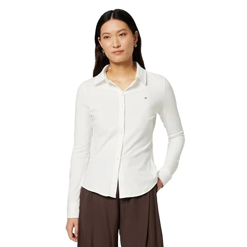 Offerta a tempo: Tommy Hilfiger Donna Camicia 1985 Slim con Colletto a Punta, Bianco (Ecru), S - 30% da 99.90 € a 69.93 €
