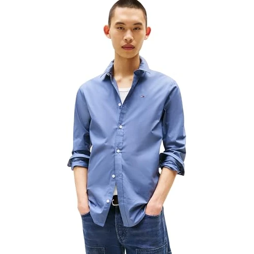 Zeitlich begrenztes Angebot: Tommy Jeans Herren TJM Original Stretch Dm0dm04405 L/S Shirt, Grey (Blue Moment), XS EU von 68.99 € auf 68.99 € (0.00% Rabatt)