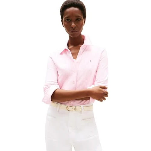 Tijdelijke aanbieding: Tommy Hilfiger L/S Polo voor dames, Roze (Ithaca Stp/Klassiek Roze), M van 54.32 EUR naar 54.32 EUR (korting 0%)