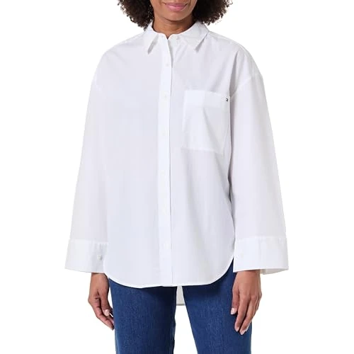 Tommy Hilfiger Damska koszulka ESS POPLIN New Easy WW0WW45892 L/S, biała (Th Optic White), 36, Biały (Th Optic White), 62