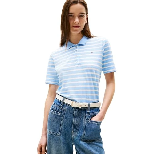 Oferta limitowana: Tommy Hilfiger Damska koszulka polo z krótkim rękawem, Niebieski (Breton Stp Vessel Blue/Ecru), 3XL z 349.00 zł na 349.00 zł (oszczędź 0.00%)