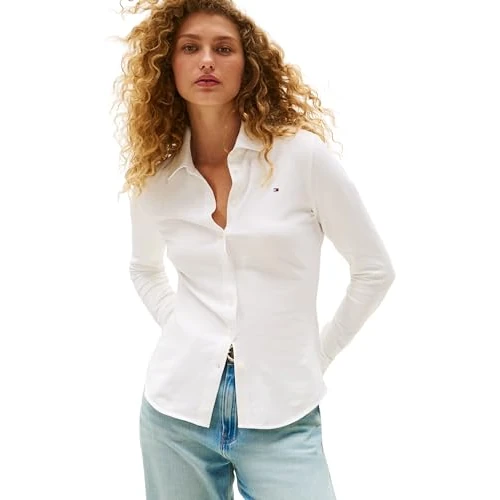 Limited-time offer: Tommy Hilfiger Women’s 1985 Slim Shirt with Pointed Collar, White (Ecru), XXL from 59.05 GBP to 59.05 GBP (save 0%)