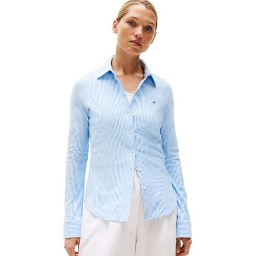Limited-time offer: Tommy Hilfiger Women’s 1985 Slim Shirt with Pointed Collar, Multicolor (Ithaca STP/Vessel Blue), 3XL from 90.00 GBP to 47.84 GBP (save 47%)