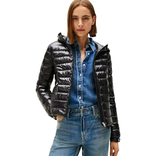 Tommy Hilfiger Veste Matelassée Femme Down Hooded Jacket avec Fermeture Éclair, Noir (Black), M
