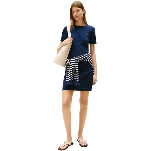 Oferta limitada: Tommy Hilfiger Vestido Mujer New Cody Slim Short Dress de algodón, Azul (Dark Night Navy), XL de 99.90 EUR a 59.00 EUR (ahorro 41%)