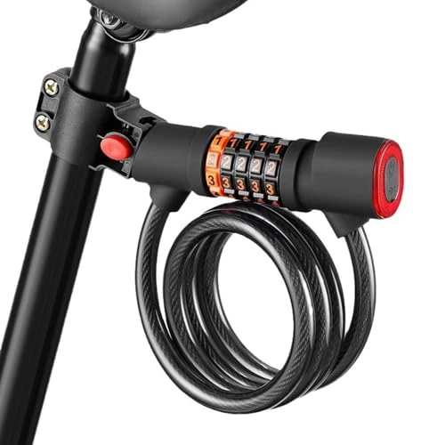 Oferta limitada: Candado de combinación para bicicleta con luz trasera de bicicleta LED - Candado de combinación de 5 dígitos para bicicleta con luz de bicicleta en la parte trasera de 10.99 EUR a 10.99 EUR (ahorro 0%)