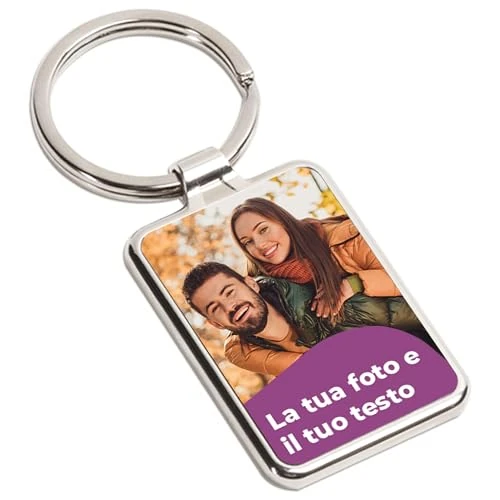 Offerta a tempo: Cimpress Portachiavi personalizzato con foto e testo, in acciaio inox 7,5 × 3 cm, idea regalo personalizzata per coppia con stampa a colori, perfetto per partner, colleghi, famiglia o amici - 0.00% da 9.90 € a 9.90 €