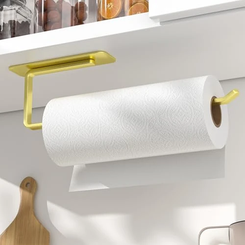 KüChenrollenhalter Ohne Bohren Küchenrollen Halter - Gold Selbstklebend Praktisch Rollenhalter Unter Schrank FüR KüChe Aufbewahrung & Organisation KüChenrollenhalter Wand