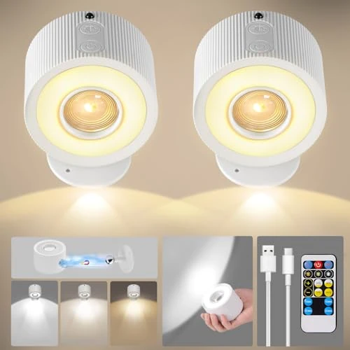 Oferta limitada: milfra 2 Piezas Apliques Pared Interior,Lámpara de Pared LED con Puerto de Carga USB Control Táctil,3 Temperaturas y Brillo Ajustable Lámparas de Pared Inalámbricas para Lectura de Cabecera,Blanco de 16.99 € a 16.99 € (ahorro 0.00%)