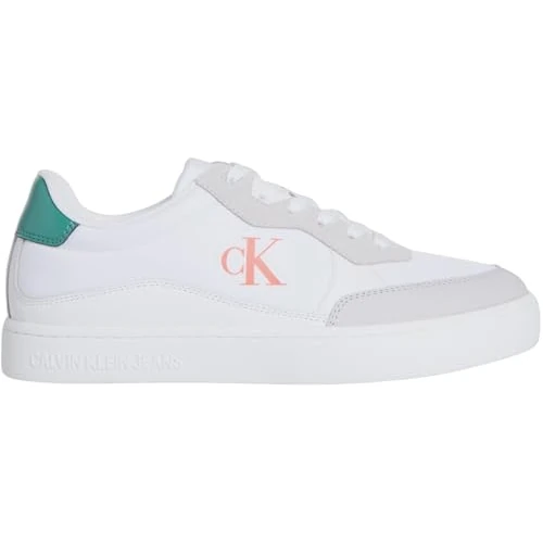 Calvin Klein Jeans Męska klasyczna podeszwa MG Nylon Mix YM0YM01304 Low Top, biała (jasna biel/dzika zieleń/tygrysie), 6,5 UK, Biały Jasny Biały Dziki Zielony Tygrysek, 39 EU
