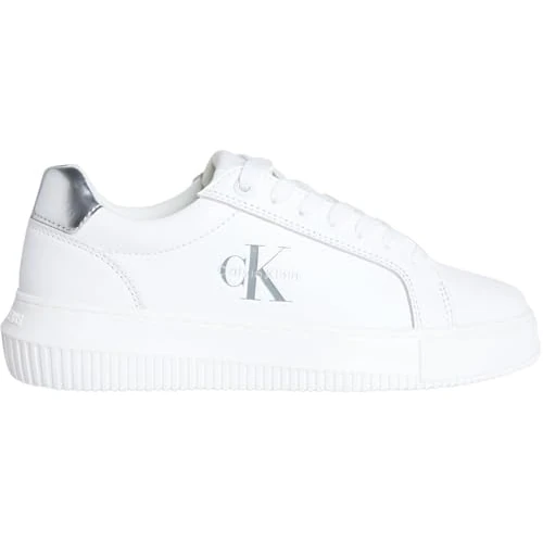Offre limitee: Calvin Klein Baskets Femme Chunky Silver en Cuir, Blanc (Bright White/Silver), 36 de 129.90 EUR a 89.00 EUR (economie 31%)