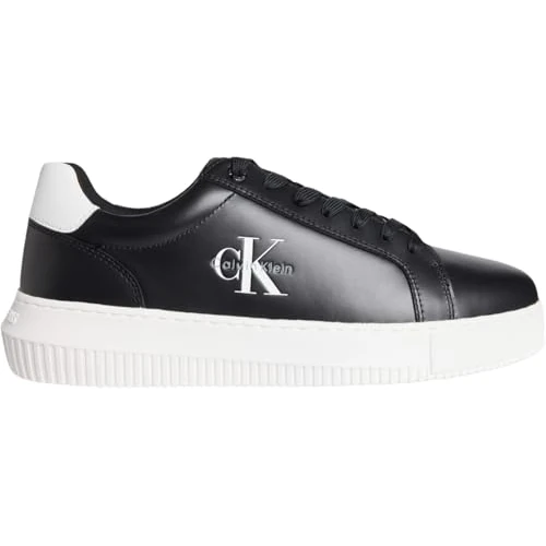 Offerta a tempo: Calvin Klein Uomo Sneakers con Suola Preformata Chunky Mono in Pelle, Nero (Black/Bright White), 46 - 49% da 129.90 € a 65.99 €