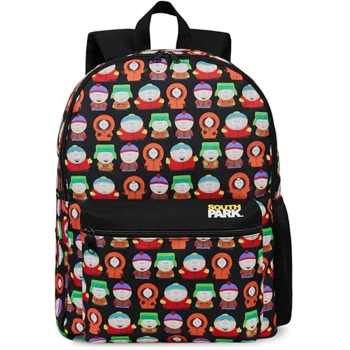 Tijdelijke aanbieding: South Park Rugzak voor jongens tieners reizen rugzak heren gym werk schooltas dagrugzak, Zwart Aop, 41x32x17cm van 29.25 € naar 29.25 € (0.00% korting)