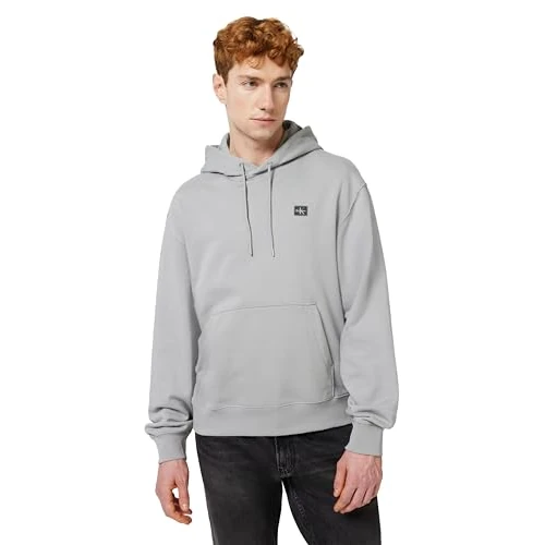 Calvin Klein Herren Hoodie Terry Badge mit Kapuze, Grau (Formal Gray), XS