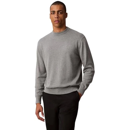 Calvin Klein Jeans Men's LS EZ Cotton CREWNK Sweater 12GG LV04RC309G Sweaters, Grey (Medium Grey HTR), XS
