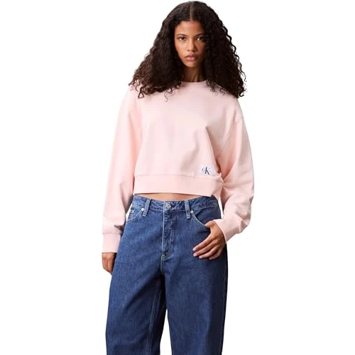 Calvin Klein Sweat d’Intérieur Femme Badge Logo Court, Rose (Cloud Pink), XL