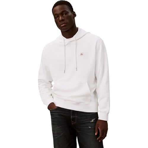 Offre limitée : Calvin Klein Sweat à Capuche Homme Terry Badge avec Capuche, Blanc (Bright White), M de 99.90 € à 59.93 € (40% de remise)