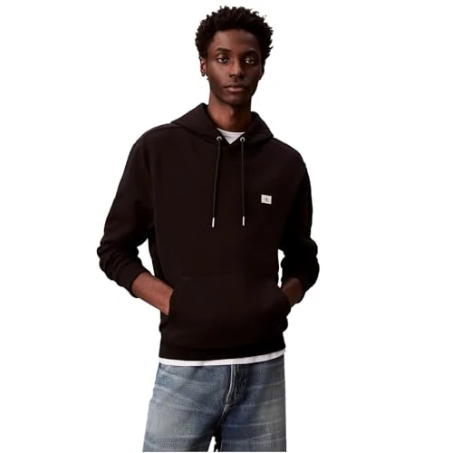 Calvin Klein Jeans Męska bluza z kapturem frotte 400 g/m2 LV04RC274G, czarna (czarna), M, czarny (czarny), M