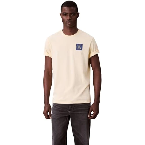 Calvin Klein Uomo T-Shirt Maniche Corte Gradient Monogram Logo in Cotone, Giallo (Sunlight), XL