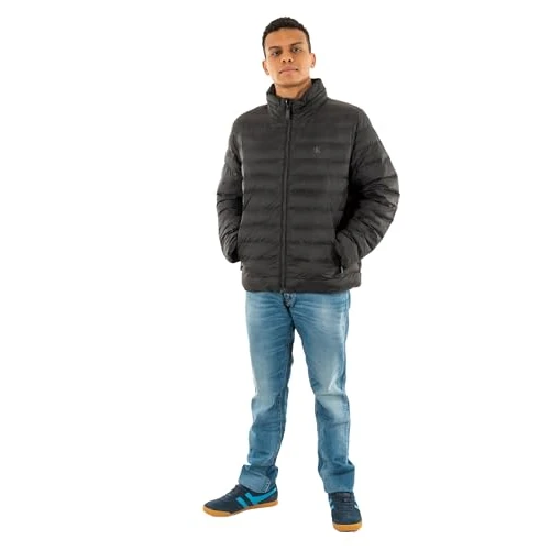 Calvin Klein Men's Nylon Hooded Puffer Jacket, Black (Black), XXL