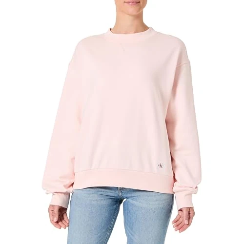 Calvin Klein Sweat d’Intérieur Femme Badge Logo Terry avec Col Ras-du-Cou, Rose (Cloud Pink), XXS