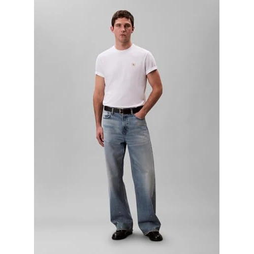 Calvin Klein Uomo T-Shirt Maniche Corte Badge Jersey Classic Tee in Cotone, Bianco (Bright White), M