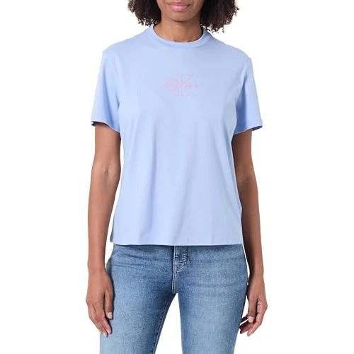 Calvin Klein Donna T-Shirt Maniche Corte Classic Fit Tee in Cotone, Blu (Moderate Blue), XS