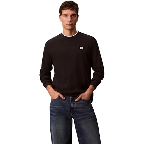 Limited-time offer: Calvin Klein Men’s Waffle Badge Long Sleeve Top with Round Neck, Black (Black), XXL from 55.00 GBP to 49.00 GBP (save 11%)
