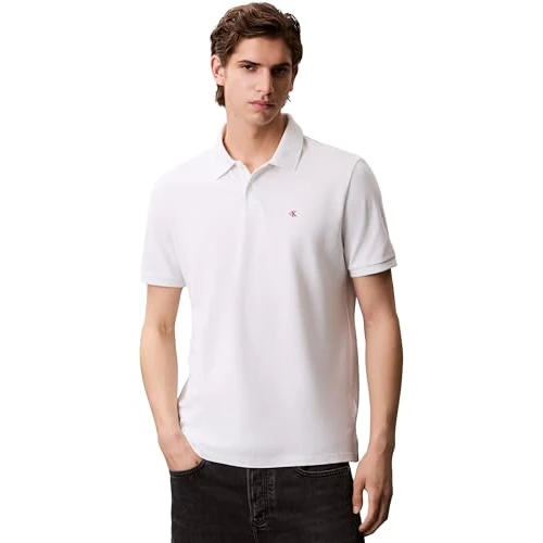 Offerta a tempo: Calvin Klein Uomo Maglietta Polo Maniche Corte Monogram Pique in Cotone, Bianco (Blanc De Blanc), XXL - 51% da 69.90 € a 34.59 €