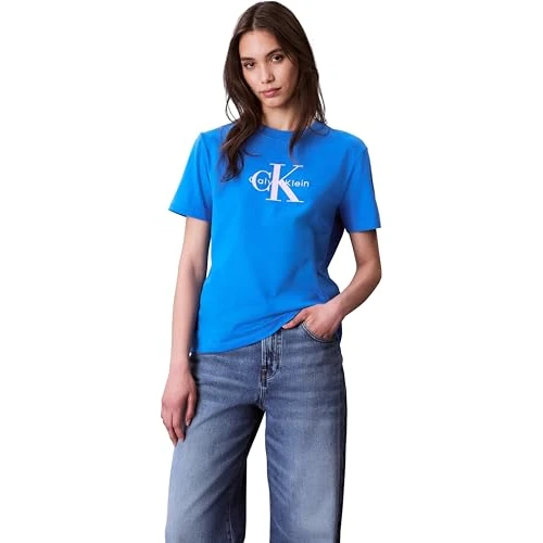 Offerta a tempo: Calvin Klein Donna T-Shirt Maniche Corte Hero Classic Monologo Tee con Scollo Rotondo, Blu (Cobalt Blue), XXS - 29% da 49.90 € a 35.19 €