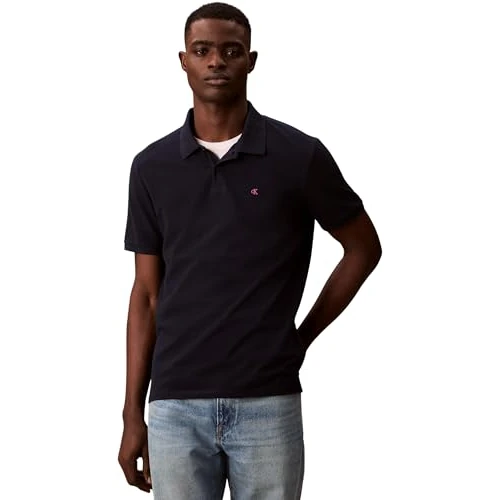Limited-time offer: Calvin Klein Men’s Short Sleeve Monogram Pique Cotton Polo Shirt, Blue (Dark Sapphire), XXL from 42.61 GBP to 42.61 GBP (save 0%)
