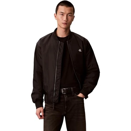 Calvin Klein Men's Hero Bomber Jacket with Zip, Black (Black), M