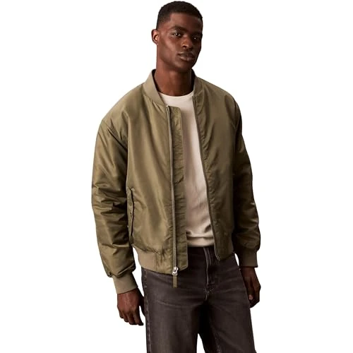 Calvin Klein Men's Hero Bomber Jacket with Zip, Green (Dusty Olive), M