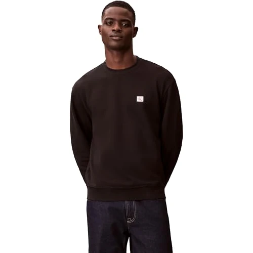 Zeitlich begrenztes Angebot: Calvin Klein Herren Sweatshirt Terry Badge mit Rundhalsausschnitt, Schwarz (Black), L von 89.90 € auf 50.25 € (44% Rabatt)