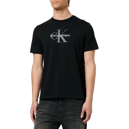 Calvin Klein T-Shirt Manches Courtes Homme Monologo Tee en Coton, Noir (Black), XL