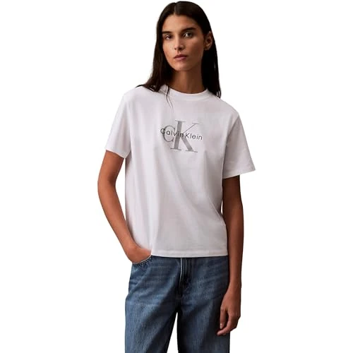 Tijdelijke aanbieding: Calvin Klein Jeans Dames T-shirts, Wit (Brilliant White), XL van 32.32 € naar 32.32 € (0.00% korting)