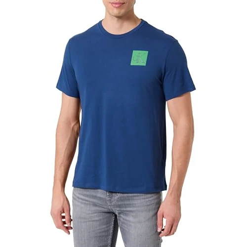Calvin Klein T-Shirt Manches Courtes Homme Gradient Monogram Logo en Coton, Bleu (Blue Jean), XL