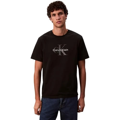 Offre limitee: Calvin Klein T-Shirt Manches Courtes Homme Monologo Tee en Coton, Noir (Black), L de 49.90 EUR a 40.53 EUR (economie 19%)