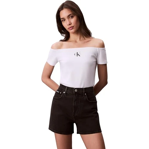 Limited-time offer: Calvin Klein Women’s Short Sleeve Off Shoulder T-Shirts, White (Brilliant White), XS from 28.00 £ to 10.72 £ (save 61.71%)