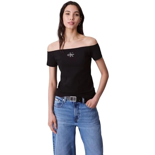 Limited-time offer: Calvin Klein Women’s Short Sleeve Off Shoulder T-Shirts, Black (Black), XXS from 35.00 GBP to 18.11 GBP (save 48%)