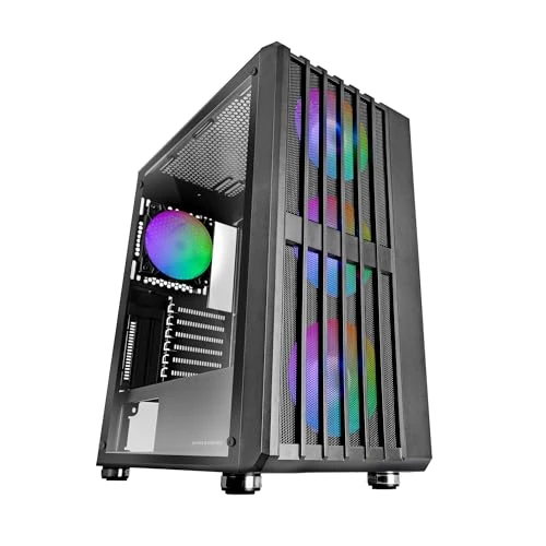 Limited offer: Mars Gaming MC-VAULT, ATX Gaming Case, 4x 120mm ARGB Fans, Vertical Mesh Front Panel Design, Tempered Glass Side Window, 3x Vertical PCI Slots, Professional PC Mid-Tower, Black from 77.90 EUR to 45.20 EUR (save 42%)
