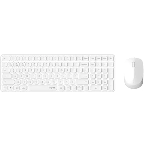 Offerta a tempo: Rapoo 9310M - Set di tastiera e mouse senza fili, Bluetooth e 2.4G USB Wireless, Multi Device fino a 4 dispositivi, alloggiamento compatto in alluminio piatto, layout QWERTZ tedesco, bianco - 0.00% da 52.29 € a 52.29 €