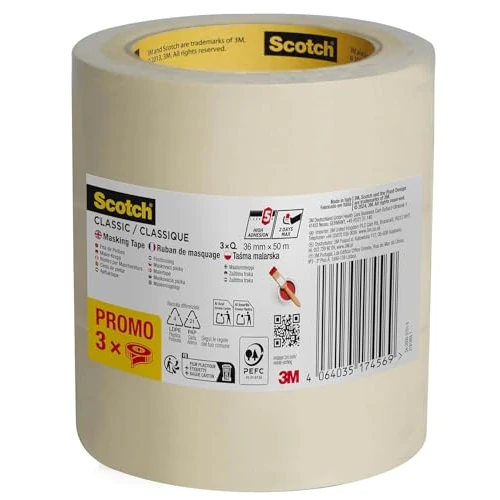 Offerta a tempo: Scotch Nastro Coprente Classico, Promo Pack - 3 Rotoli da 36 mm x 50 m, Per Pittura e Decorazione Interna, 70% PEFC - 26% da 10.49 € a 7.74 €